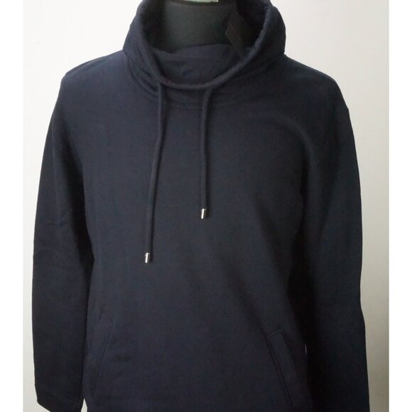 Giorgio Armani Black Label Navy Blue Scuba Drawstring Sweatshirt Cotton 48 NEW